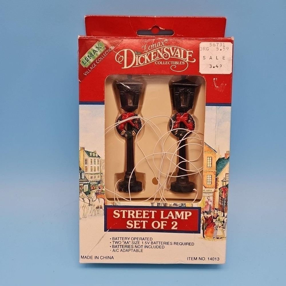 VTG 1991 Lemax Dickensvale Collectibles STREET LAMP SET OF 2 #14013 *Working*!